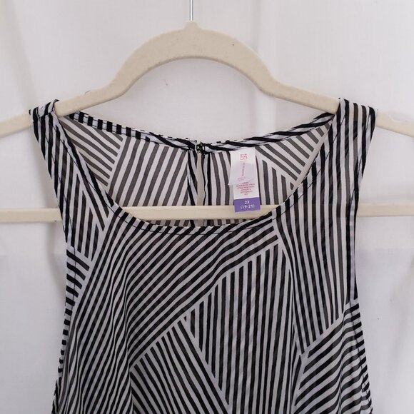 No Boundaries Black White Stripe Adjustable Sheer Beach Cover Dress Size 2X - Picture 2 of 12